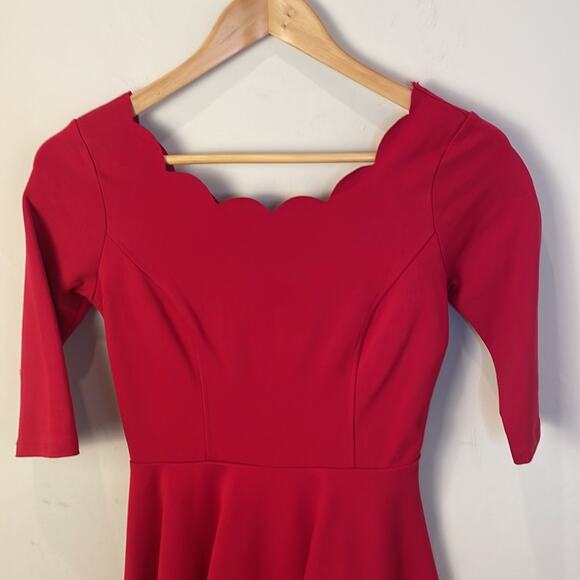 Lulu's Bright Red Tip the Scallops Skater Dress - Size XS - Picture 3 of 9